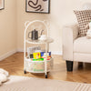 Modern Sofa Side Table Tempered Glass Table Coffee Table on Lockable Wheels
