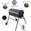 Large Oil Drum Charcoal BBQ Grill Barbecue Smoker Rack Portable Wheels Stand
