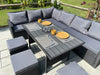 Nustone L Shaped Sofa Rattan Garden Patio Dining Set - Seating 8 in Black 10C01D