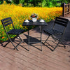 Square Garden Plastic Patio Dining Table & Folding Chairs Outdoor Furniture Set