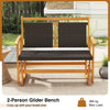 Outdoor Wooden Glider Bench 2-Person Swing Gliding Rocker with Backrest