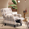 Mid Century Accent Recliner Chair &Footrest Lattice Upholstered Reading Armchair