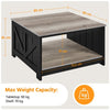 2-Tier Square Wood Coffee Table with Storage Shelf Center Table for Living Room