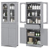 Kitchen Pantry Cabinet 160cm Bathroom Storage Cabinet-Grey