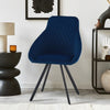 2Pcs Blue Dining Chairs Velvet Padded Seat Dining Room Chair Modern Metal Legs