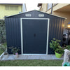 Black Outdoor Lockable Metal Garden Shed Roof Tool Storage Box Room 12x10ft