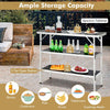 Folding Camping Table Portable Picnic Table 2-Tier Open Shelves-Black