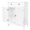 White Bathroom Floor Cabinet Freestanding 2 Doors Drawer Cupboard Storage Shelf