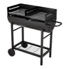 Portable Half Open Drum Barrel Barbecue w/Adjustable Grills&Shelf&Wheels&Handle