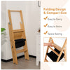 3-Step Ladder Folding Step Ladder Home Portable Bamboo Ladder w/Storage Bag