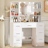 Vanity Makeup Table Set with 10LED Lights Mirror 7 Drawers Dressing Desk & Stool