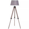 Free Standing Floor Lamp Bedside Light with Tripod Holder Fabric Shade Grey