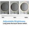 Black/Gold Round LED Bathroom Mirror With Warm Backlit Lights Clock Demister Pad