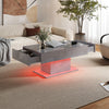 High gloss Coffee Table with RGB LED Lights Living Room Cocktail Sofa Table Grey