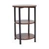 Small Round Coffee Table End Side Table Bedside Stand with Shelf Metal Frame New