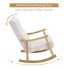 Creamy Fabric Upholstered Rocking Chair Living Room Nap Relaxing Rocker Armchair
