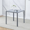 Modern Grey Dining Set 5Pcs Glass Dining Table+ 4 Leather Dining Chairs Set