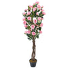 Large Potted Bunch Rose Blossom Flower Artificial Tree Plant Garden Home Decor