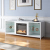 TV Stand Electric Fireplace Modern with 12 LED Flame Effects & Storage Cabinet