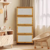 Rattan Wood Shoe Cabinet Wicker Shoe Cupboard 4 Tiers Footwear Organiser Hallway