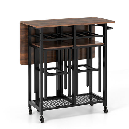 3 Piece Dining Table Set Extendable Kitchen Table Folding Breakfast Table
