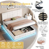 Double Bed Frame with Storage 4ft6 Ottoman Upholstered Bed Frame with LED Strip