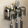 Toothbrush Holder Wall Mounted Bathroom Organizer Toothpaste Rack with 3 Cups