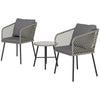 3 Piece Rattan Bistro Set with Cushions Grey
