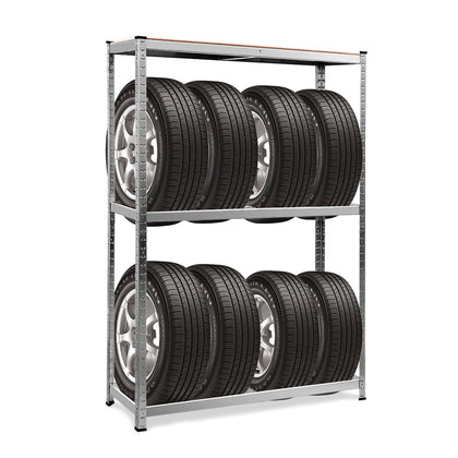 180CM Tire Rack Storage Tire Garage Storage Utility Rack w/Adjustable Shelves