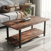 2 Tier Retro Coffee Table Rectangle Rustic Wood Living Room Tables Storage Shelf