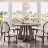 Round Dining Table for 4 People, 120cm Farmhouse Wooden Kitchen Dinner Table