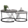 Set of 2 Marble Pattern Top Nesting Coffee Table Side End Table for Living Room