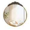 32" Large Ornate Glam Round Wall Mirror Baroque Embossed Framed Vanity Mirror