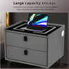 2 Drawers LED Bedside Table Wireless Charging Nightstand Bedside Cabinet Isjmfjx