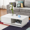 Modern Coffee Table with Storage Drawer Shelf Tea Table LED Light Livingroom