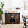 Buffet Storage Cabinet Farmhouse Sideboard w/9-Bottle Wine Rack Brown