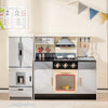 Wooden Play Kitchen Kids Pretend Play Kitchen Toy w/Freestanding Refrigerator