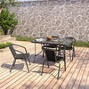 Rectangle Garden Table 120cm Black Outdoor Yard Cafe Dining Table w Parasol Hole