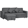 3 Seater Corner Sofa Bed w/ Storage Reversible Chaise for Living Room Dark Grey