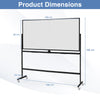 Double-Sided Magnetic Whiteboard 180 x 90 CM on Wheels-Black