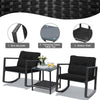 3Pcs Outdoor Rocking Bistro Set Garden PE Rattan Rocking Chair Set w/Cushion