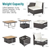 Patio Sectional Sofa Set with Cushions & Storage Box-Off White