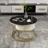 Marble Look Nesting Coffee Table with 1 drawer, Black and White