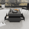 Coffee Table with Storage Drawers & LED Strips Black Tea Table for Living Room