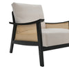 Rattan Armrest Leisure Armchair Fabric Accent Chair Wooden Frame Single Sofa
