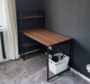 Industrial Writing Desk with Bookshelf Rustic Metal Home Office Workstation