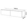 High Gloss Floating TV Unit Stand Cabinet 140cm White Wall Mounted Entertainment
