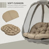Folding Hanging Egg Chair with Cushion and Stand for Indoor Outdoor Khaki