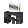 Black Dressing Table High Gloss Vanity Makeup Desk 7 Drawers &Stool &LED Mirror