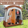 COSTWAY 2 Rooms Shower Tent Oversize Privacy Shelter Tent-Coffee
